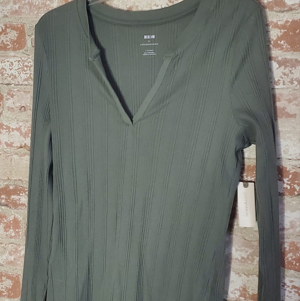 Anthropologie Maeve long sleeve tee Green women pullover stretch